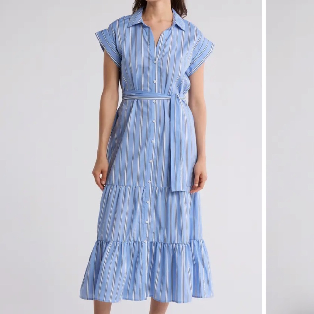 Tommy Hilfiger Cap Sleeve Tiered Shirtdress